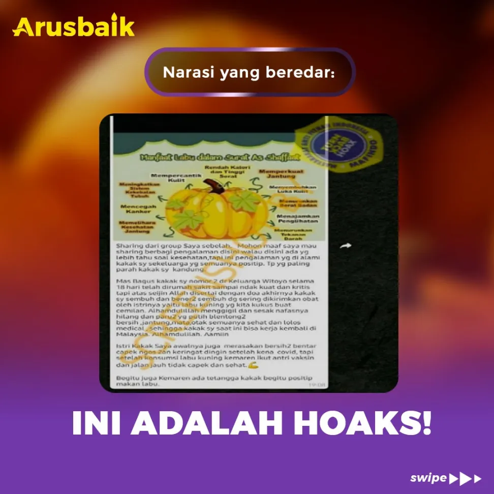 Hoaks! Konsumsi Labu Kuning Bisa Sembuhkan Covid-19