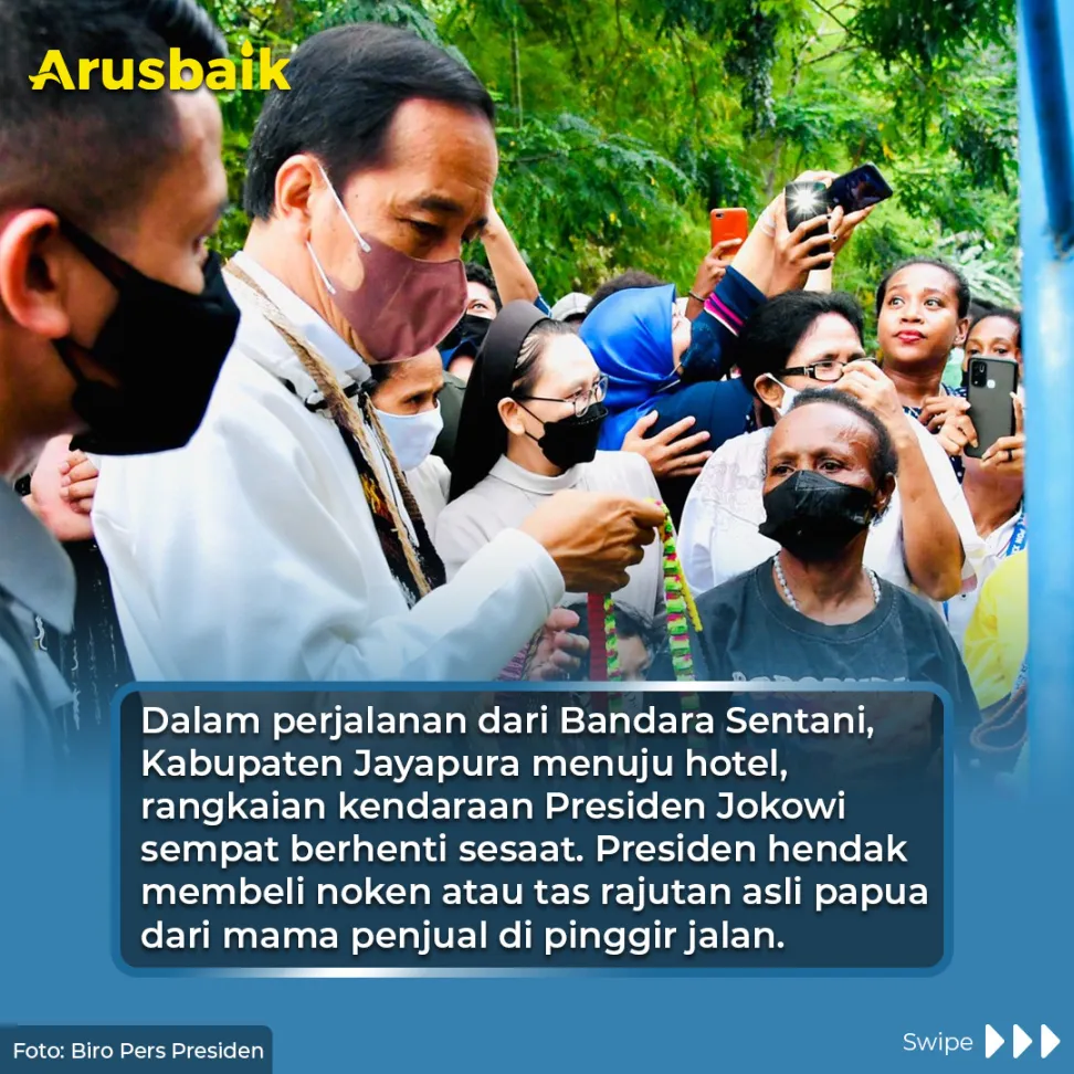 Presiden Mampir Beli Noken Saat Perjalanan dari Bandara ke Jayapura