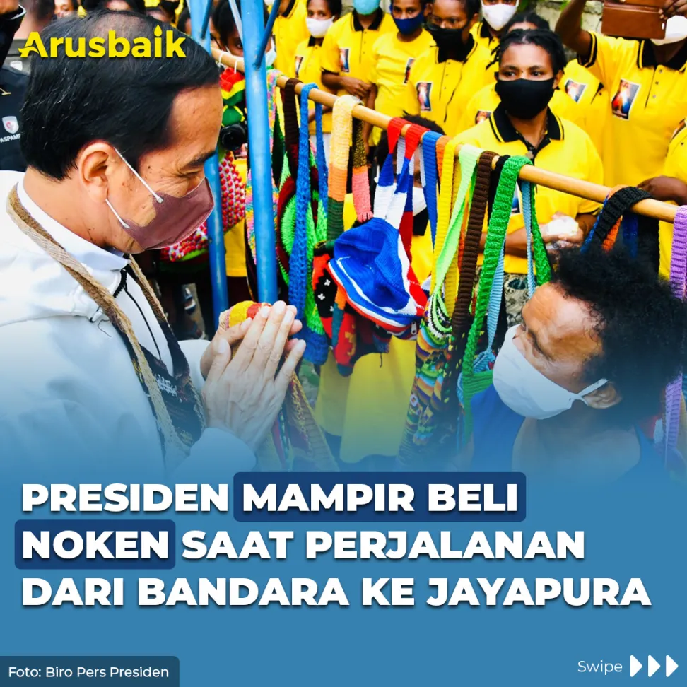 Presiden Mampir Beli Noken Saat Perjalanan dari Bandara ke Jayapura