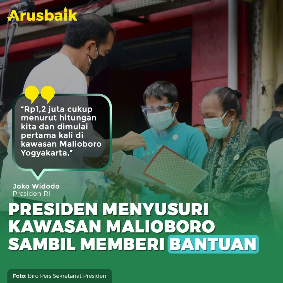 Presiden Menyusuri Kawasan Malioboro Sambil Memberi Bantuan