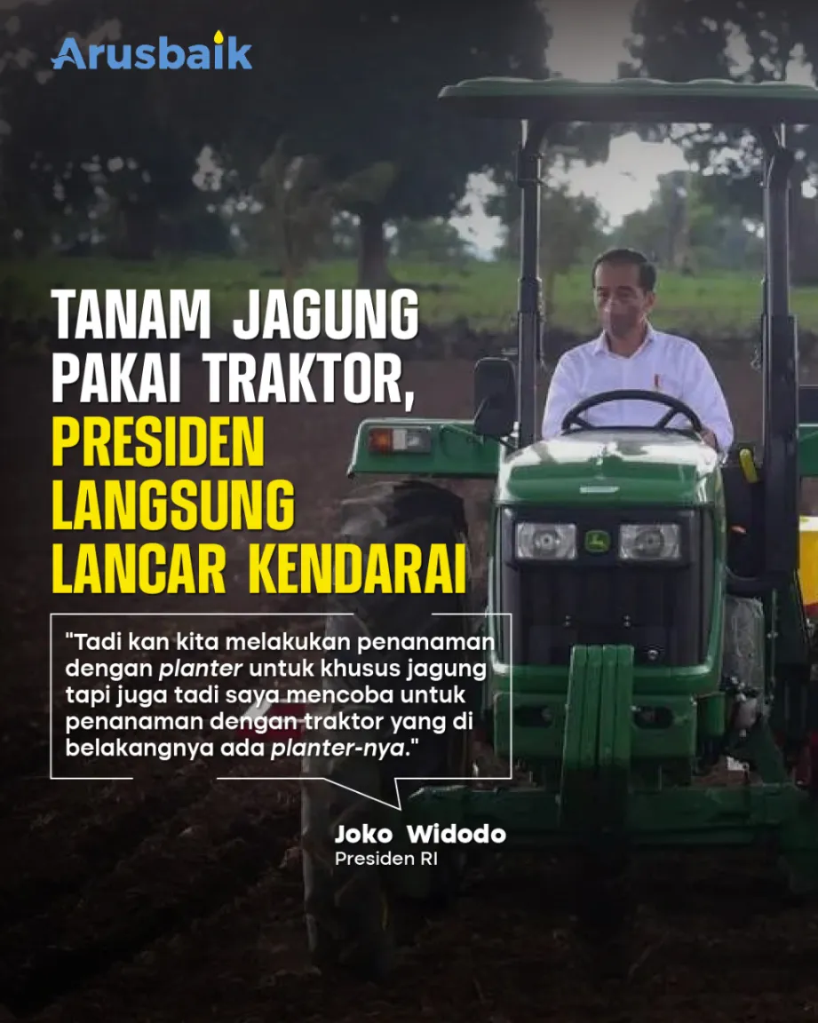 Tanam Jagung Pakai Traktor, Presiden Langsung Lancar Kendarai