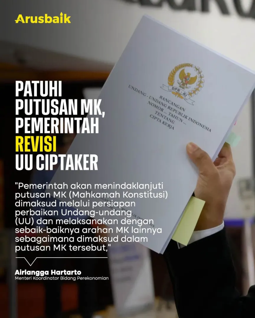 Patuhi Putusan MK, Pemerintah Revisi UU Ciptaker