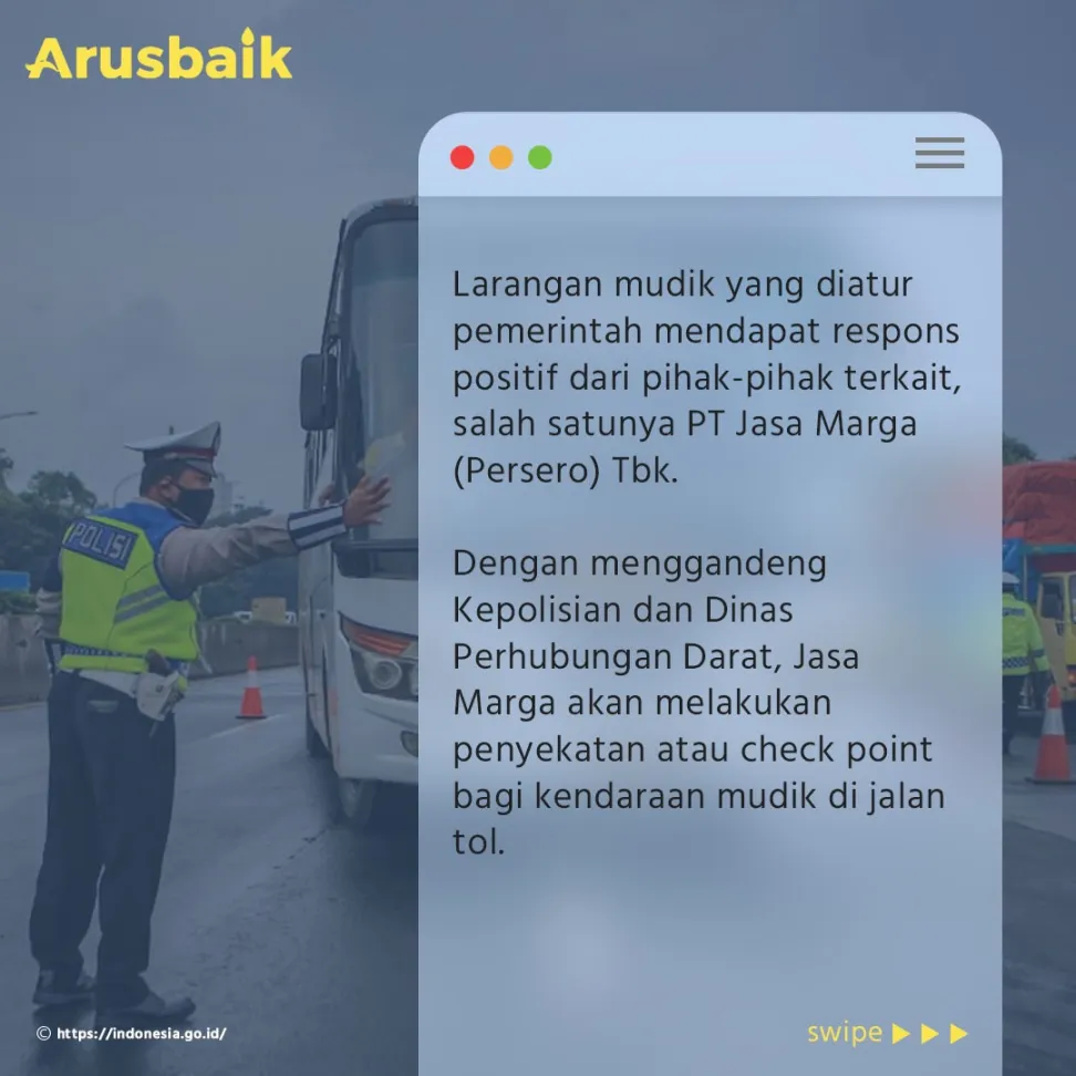 Jasa Marga Siap Sekat Kendaraan Mudik di Jalan Tol