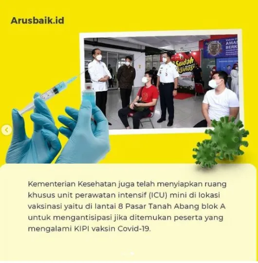 Sebanyak 9791 pedagang di pasar tanah abang telah menerima vaksin Covid-19.